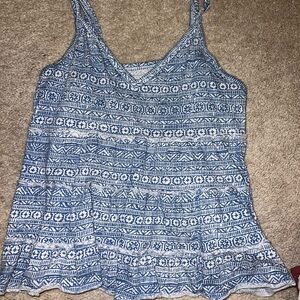 American Eagle Outfitters Blue and White Patterned Camisole